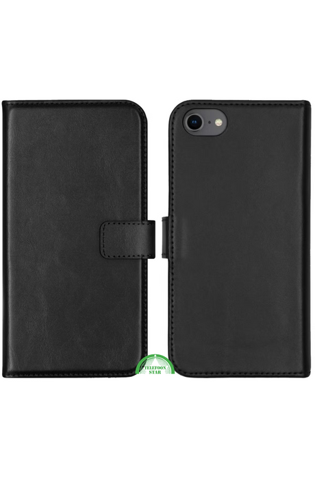 Bookcase Hoesje voor iPhone SE Zwart, Stijlvol, Functioneel &amp; 360&deg; Bescherming