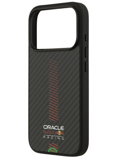 Hoesje voor iPhone 17 Pro Zwart Carbon Look met Rode Accentlijn