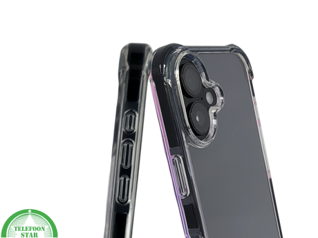 hoesje doorzichtig zwarte randen silicone draadloos oplaad voor iPhone 16 Plus