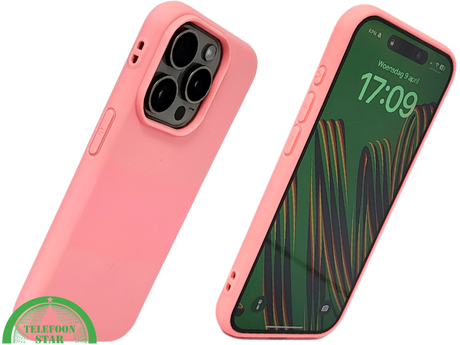 Lichtroze iPhone 15 Pro Hoesje &ndash; Zachte Siliconen Bescherming | Telefoonstar.nl