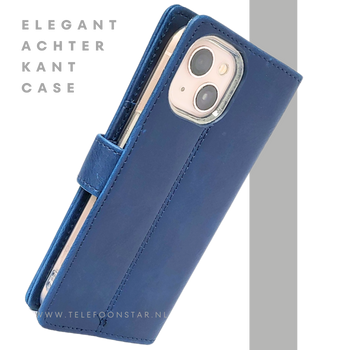 Donkerblauw Bookcase Hoesje iPhone 13 / 14 &ndash; Magneetsluiting en Pasjesvakken | &euro;14,95