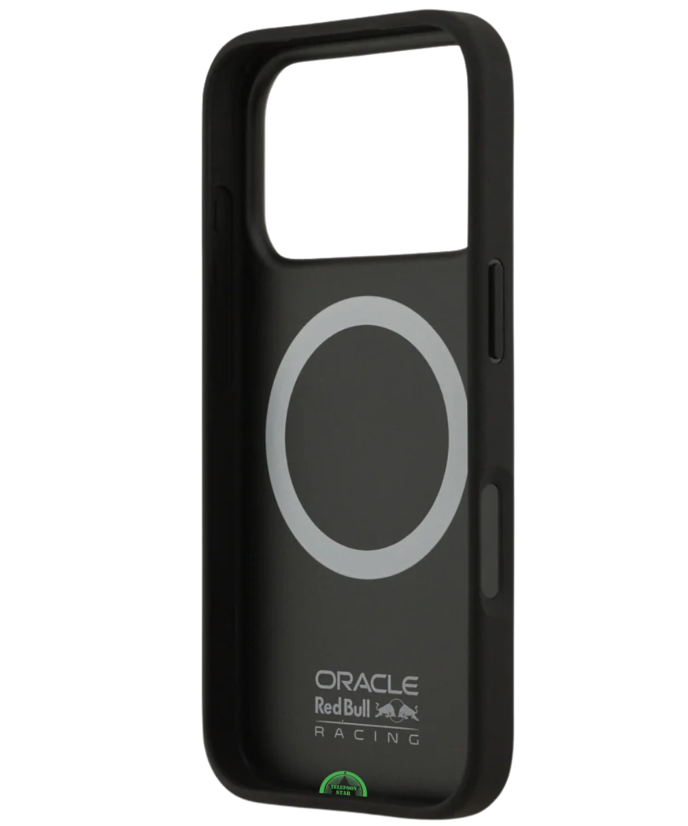 Hoesje voor iPhone 17 Pro Zwart Carbon Look met Rode Accentlijn