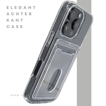 iPhone 16 Pro Max Transparant Hoesje met Opklapbare Kaarthouder &ndash; Stevige en Elegante Bescherming