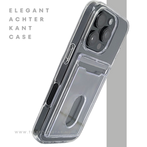 iPhone 16 Pro Max Transparant Hoesje met Opklapbare Kaarthouder &ndash; Stevige en Elegante Bescherming