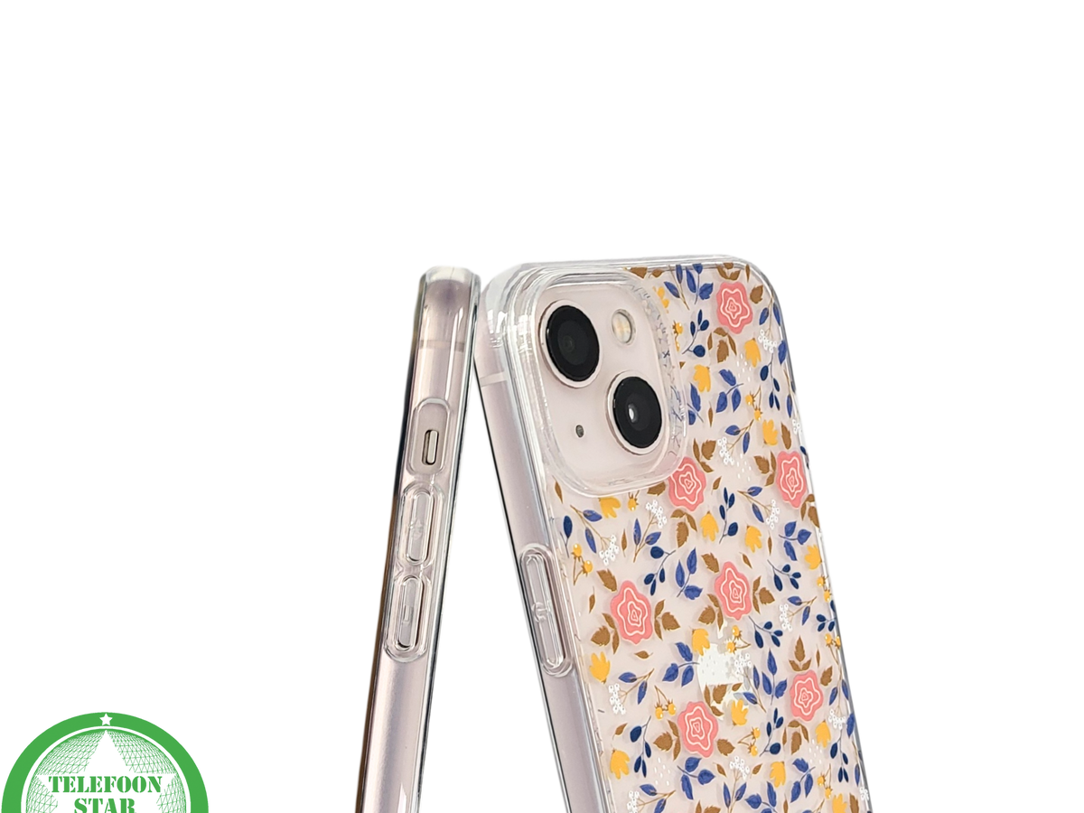 RoseLeaf Soft Case &ndash; iPhone 13 / 14 Bloemen Hoesje met Rozen | Telefoonstar.nl