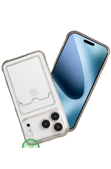 Silicone hoesje voor iPhone 17 Pro Max &ndash; Transparant Silicone met Kaarthouder | Telefoonstar