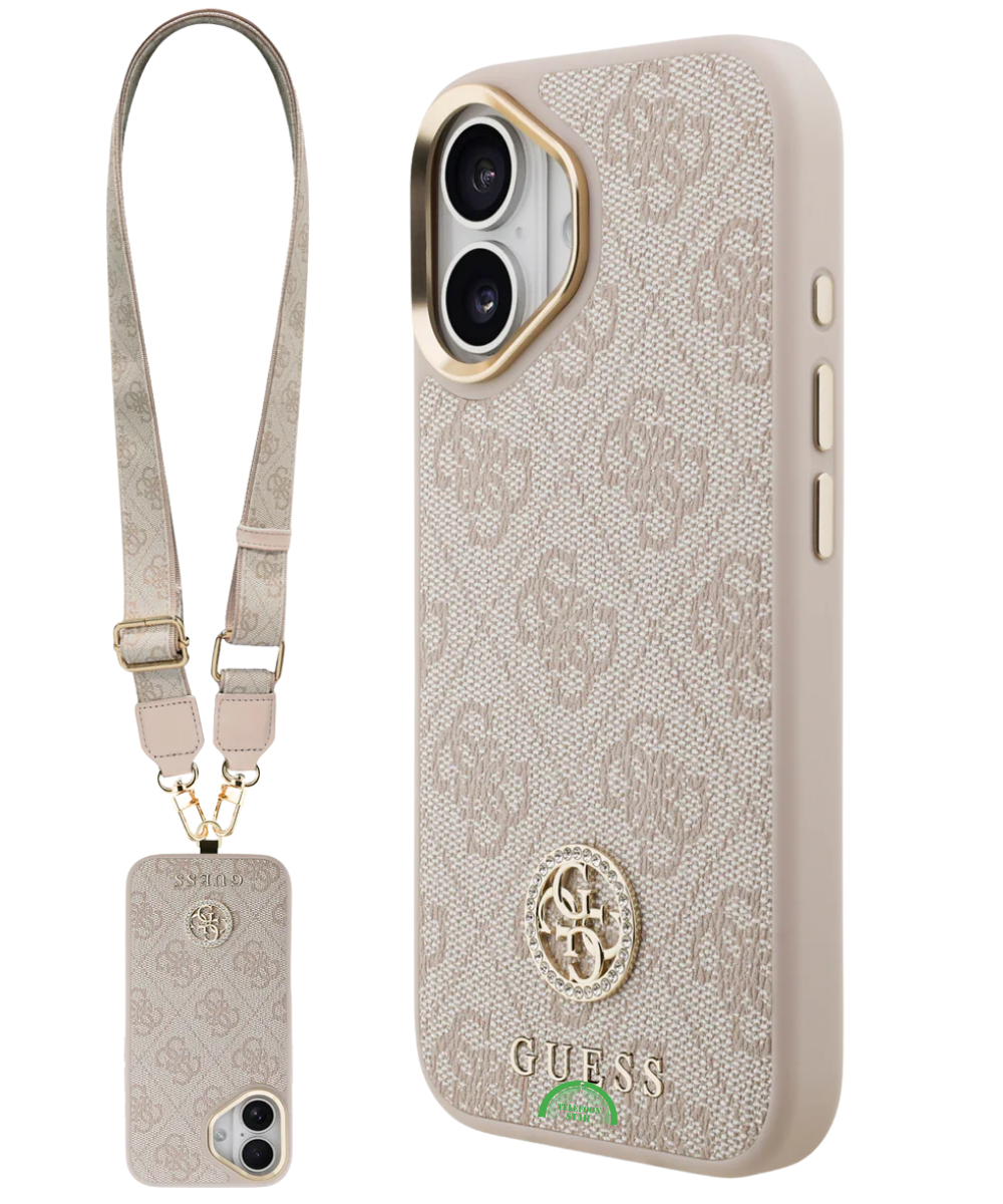 iPhone 18 Guess Hoesje Bruin Koord met Hoogwaardige kunstleder afwerking