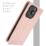 Bookcase Hoesje iPhone 16 Pro Roze &ndash; Elegante Wallet Case met Pasjeshouder