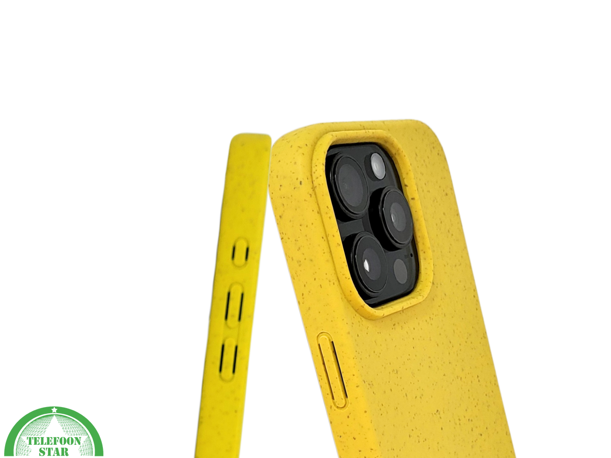 iPhone 16 Pro Geel Eco Hoesje &ndash; Biologisch Afbreekbare Matte Bescherming