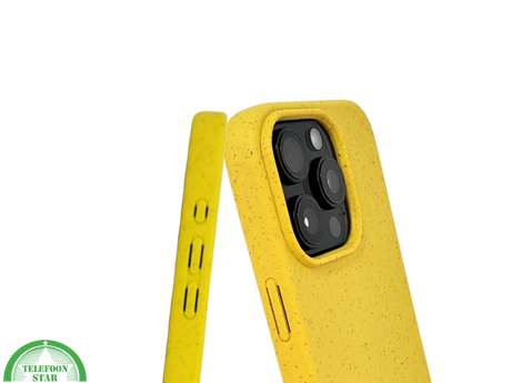 iPhone 16 Pro Geel Eco Hoesje &ndash; Biologisch Afbreekbare Matte Bescherming