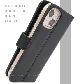Zwart Bookcase Hoesje iPhone 13 / 14 &ndash; Met Bandje en Standaardfunctie | &euro;14,95