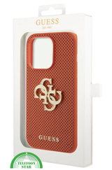 iPhone 15 Pro Siliconen Hoesje &ndash; Oranje Design met Gouden Logo en Gripbescherming