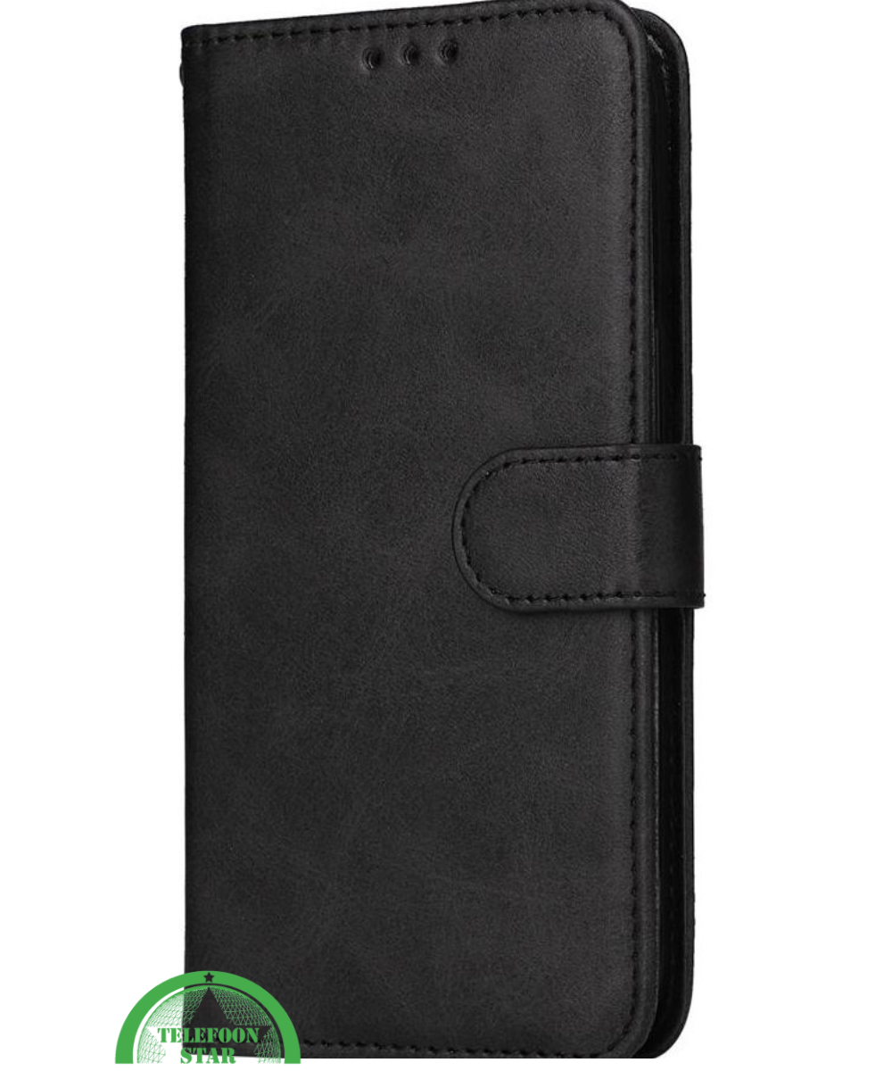 Hoesje voor iPhone 16E Zwart Leren Bookcase Slank en comfortabel ontwerp