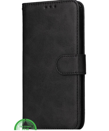 Hoesje voor iPhone 16E Zwart Leren Bookcase Slank en comfortabel ontwerp