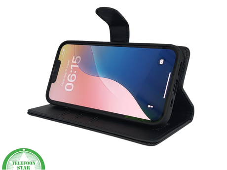 iPhone 17E Luxe Bookcase Hoesje Zwart &ndash; Wallet Case met Standfunctie