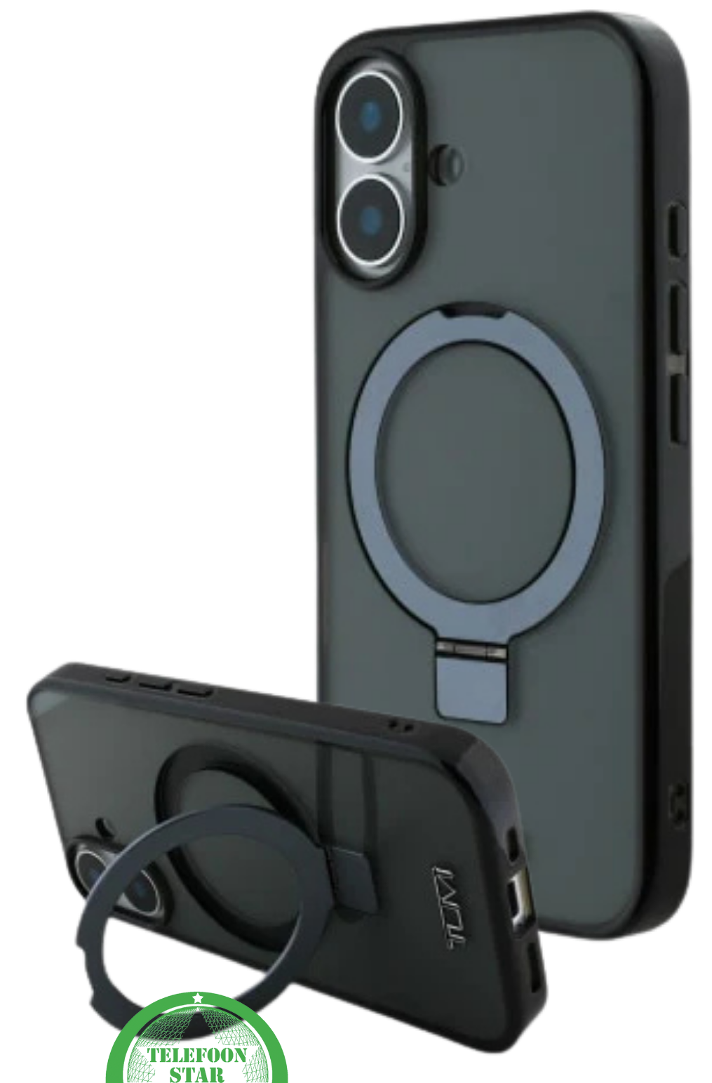 Transparant Hoesje met Metalen Ringhouder voor iPhone 16 – Sterke Bescherming & Handige Standfunctie
