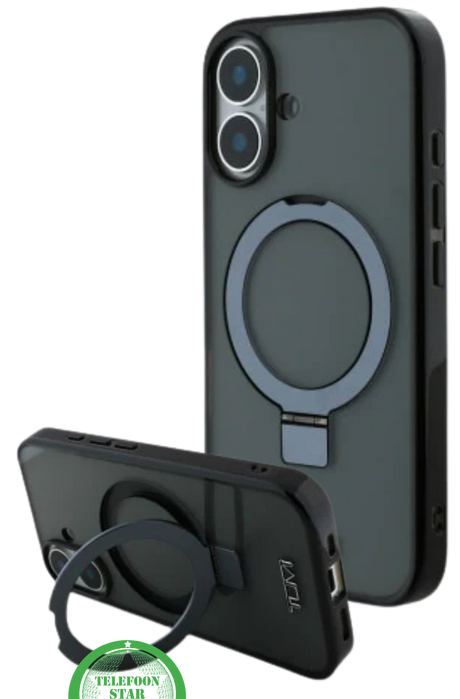 Transparant Hoesje met Metalen Ringhouder voor iPhone 16 – Sterke Bescherming & Handige Standfunctie
