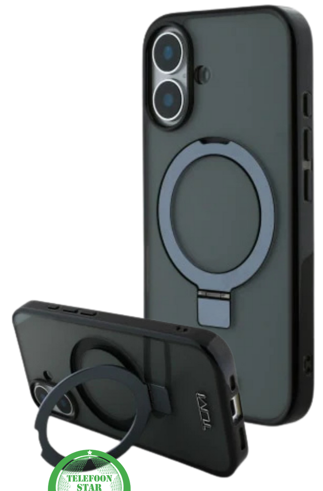 Transparant Hoesje met Metalen Ringhouder voor iPhone 16 &ndash; Sterke Bescherming &amp; Handige Standfunctie