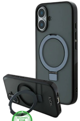 Transparant Hoesje met Metalen Ringhouder voor iPhone 16 &ndash; Sterke Bescherming &amp; Handige Standfunctie