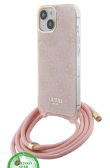 Hoesje voor iPhone 15 - Zwart Crossbody Design met Luxe Logo en Koord