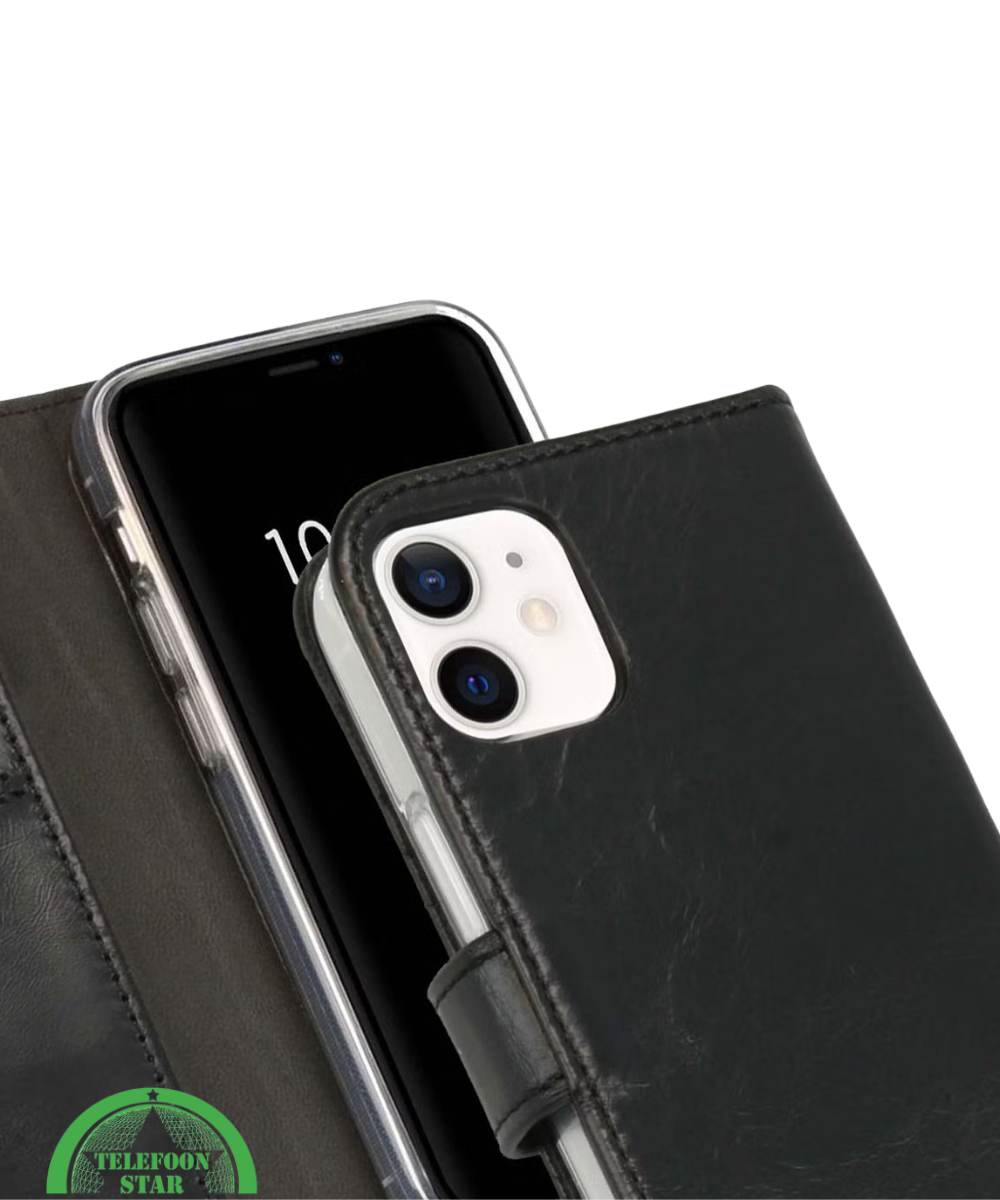 Bookcase Hoesje voor iPhone 12 Mini Zwart Functioneel, Elegant &amp; Volledige Bescherming