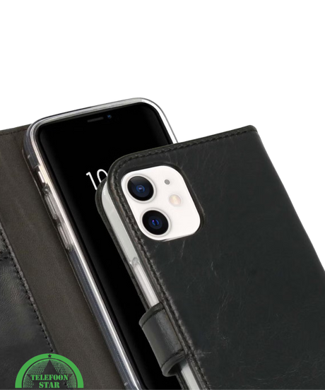 Bookcase Hoesje voor iPhone 12 Mini Zwart Functioneel, Elegant &amp; Volledige Bescherming