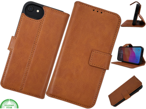 Wallet Case Licht Bruin 2 en 1 IPhone 16 E