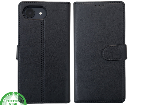 iPhone 16 Hoesje - Luxe Zwarte Bookcase, Wallet Case met Magneetsluiting