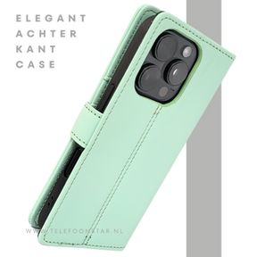 iPhone 16 Pro Bookcase Hoesje Mintgroen &ndash; Fris, Stijlvol &amp; Praktisch