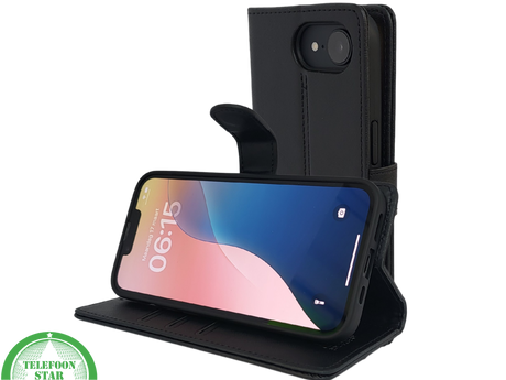 iPhone 16 Hoesje - Luxe Zwarte Bookcase, Wallet Case met Magneetsluiting
