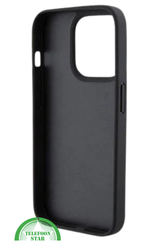 iPhone 15 Pro Hoesje met Gouden Ketting &ndash; Zwart Design met Logo en Bescherming