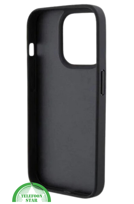 iPhone 15 Pro Hoesje met Gouden Ketting &ndash; Zwart Design met Logo en Bescherming
