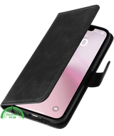 Hoesje voor iPhone 16E Zwart Leren Bookcase Slank en comfortabel ontwerp