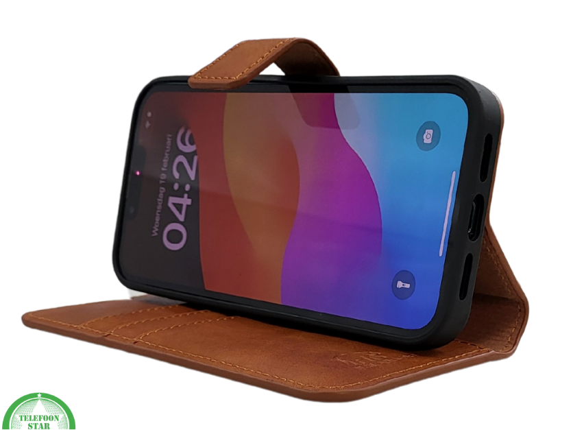 Wallet Case Licht Bruin 2 en 1 IPhone 16 E
