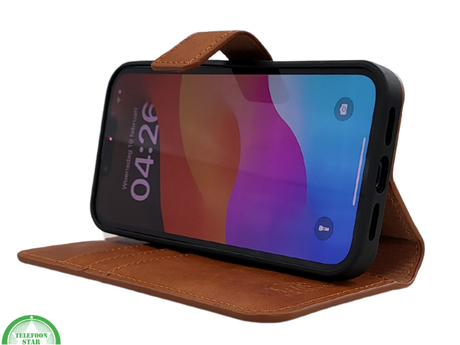 Wallet Case Licht Bruin 2 en 1 IPhone 16 E