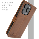 iPhone 16 Pro Bookcase Hoesje Bruin &ndash; Vintage Look met Luxe Bescherming