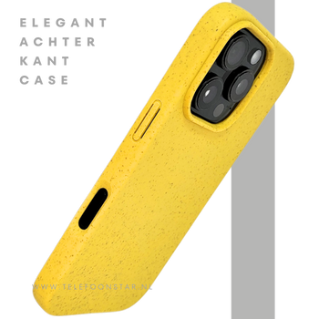 iPhone 16 Pro Geel Eco Hoesje &ndash; Biologisch Afbreekbare Matte Bescherming