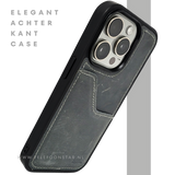 iPhone 15 Pro Max Hoesje met Kaarthouder &ndash; Vintage Lederlook Grijs | Telefoonstar.nl