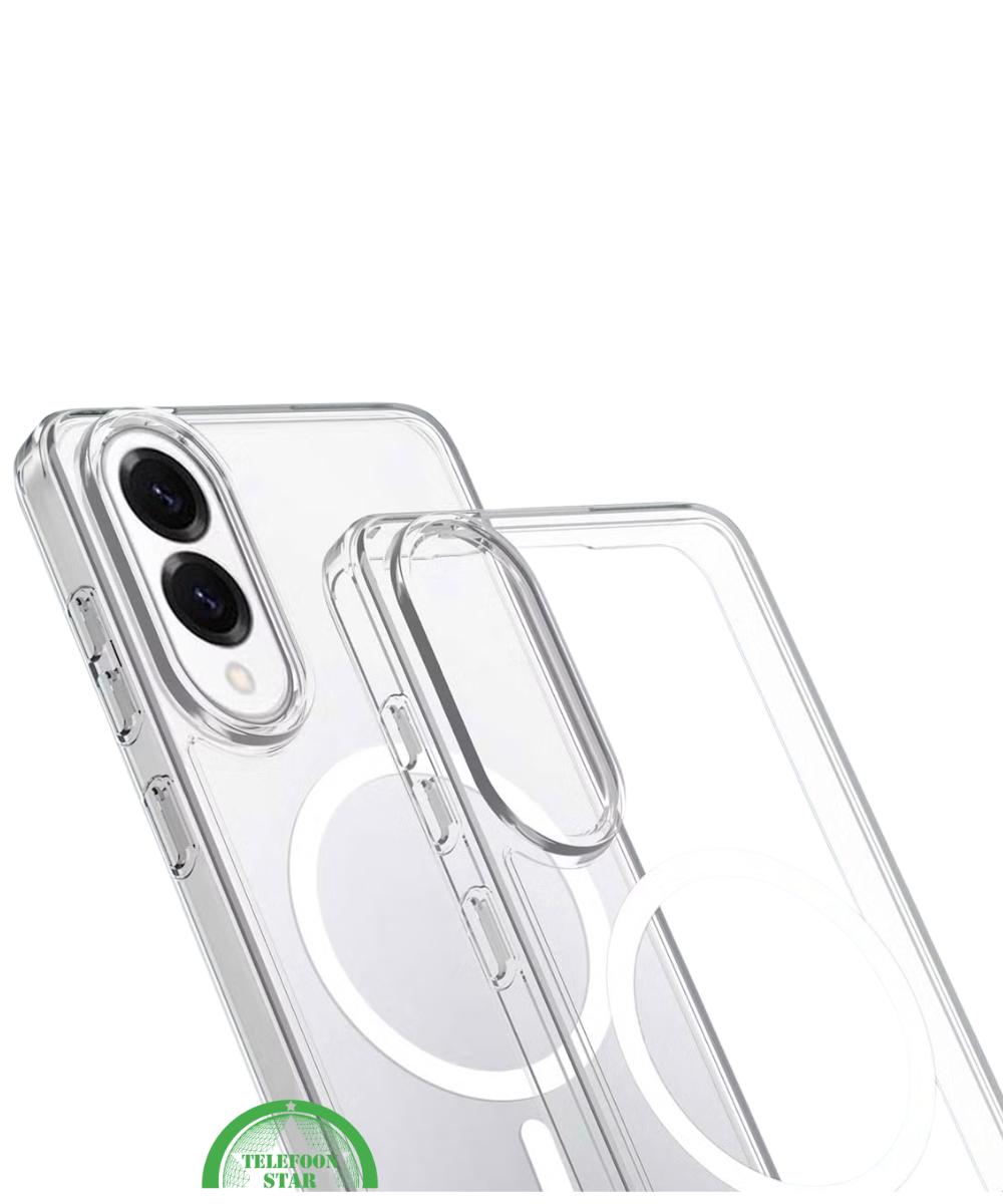 Hoesje voor Samsung S25 Edge Transparant Magneetring, Slank, Sterk & Magnetisch