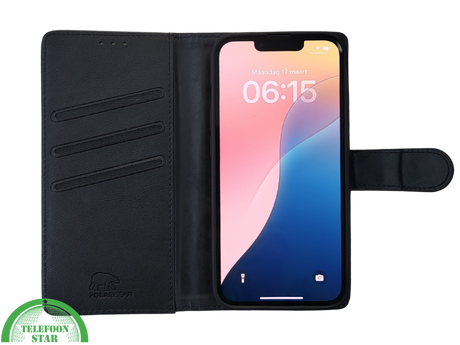 iPhone 16 Hoesje - Luxe Zwarte Bookcase, Wallet Case met Magneetsluiting