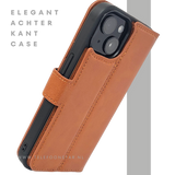 iPhone 15 2-in-1 Hoesje Bruin Leer &ndash; Bookcase met Uitneembare Backcover