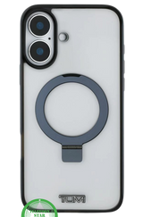 Transparant Hoesje met Metalen Ringhouder voor iPhone 16 – Sterke Bescherming & Handige Standfunctie