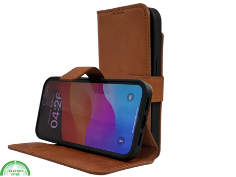 Wallet Case Licht Bruin 2 en 1 IPhone 16 E