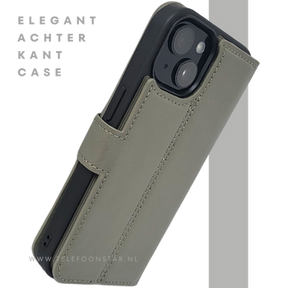 iPhone 15 Plus 2-in-1 Hoesje Groen Leer &ndash; Bookcase Met 2 in 1 Functie