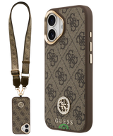 Guess iPhone 18e Hoesje Bruin Koord met Hoogwaardige kunstleder afwerking