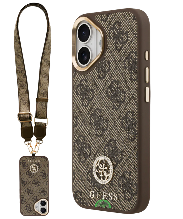 iPhone 18 Guess Hoesje Bruin Koord met Hoogwaardige kunstleder afwerking