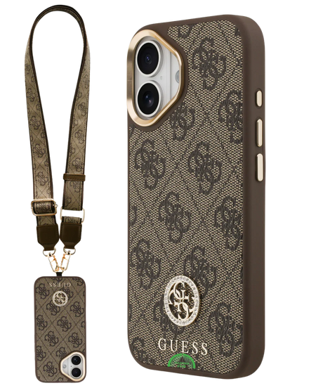 Hoesje iPhone 17 Bruin Crossbody Strap Case Stijlvol praktisch en Sterke Slank