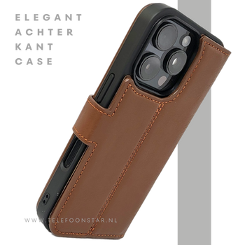 iPhone 16 Pro Max Insteekhoesje Bruin &ndash; Leren Look &amp; Stijlvolle Bescherming