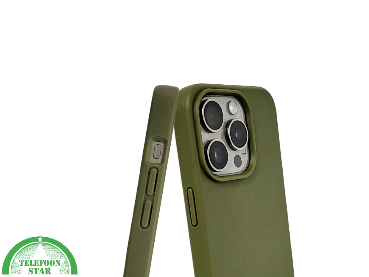Donkergroen iPhone 15 Pro Max Hoesje Natuurlijke Bescherming &amp; Minimalistisch Design | Telefoonstar.nl