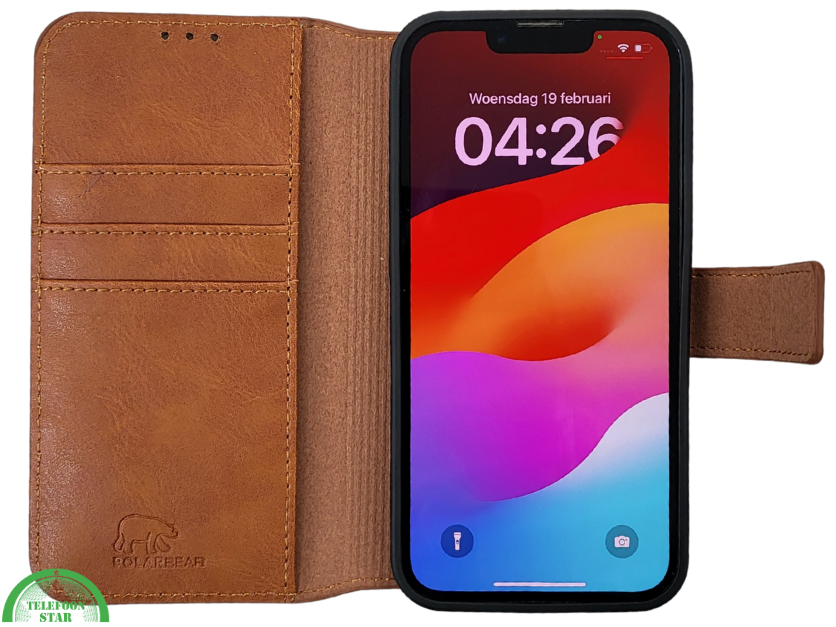 Wallet Case Licht Bruin 2 en 1 IPhone 16 E